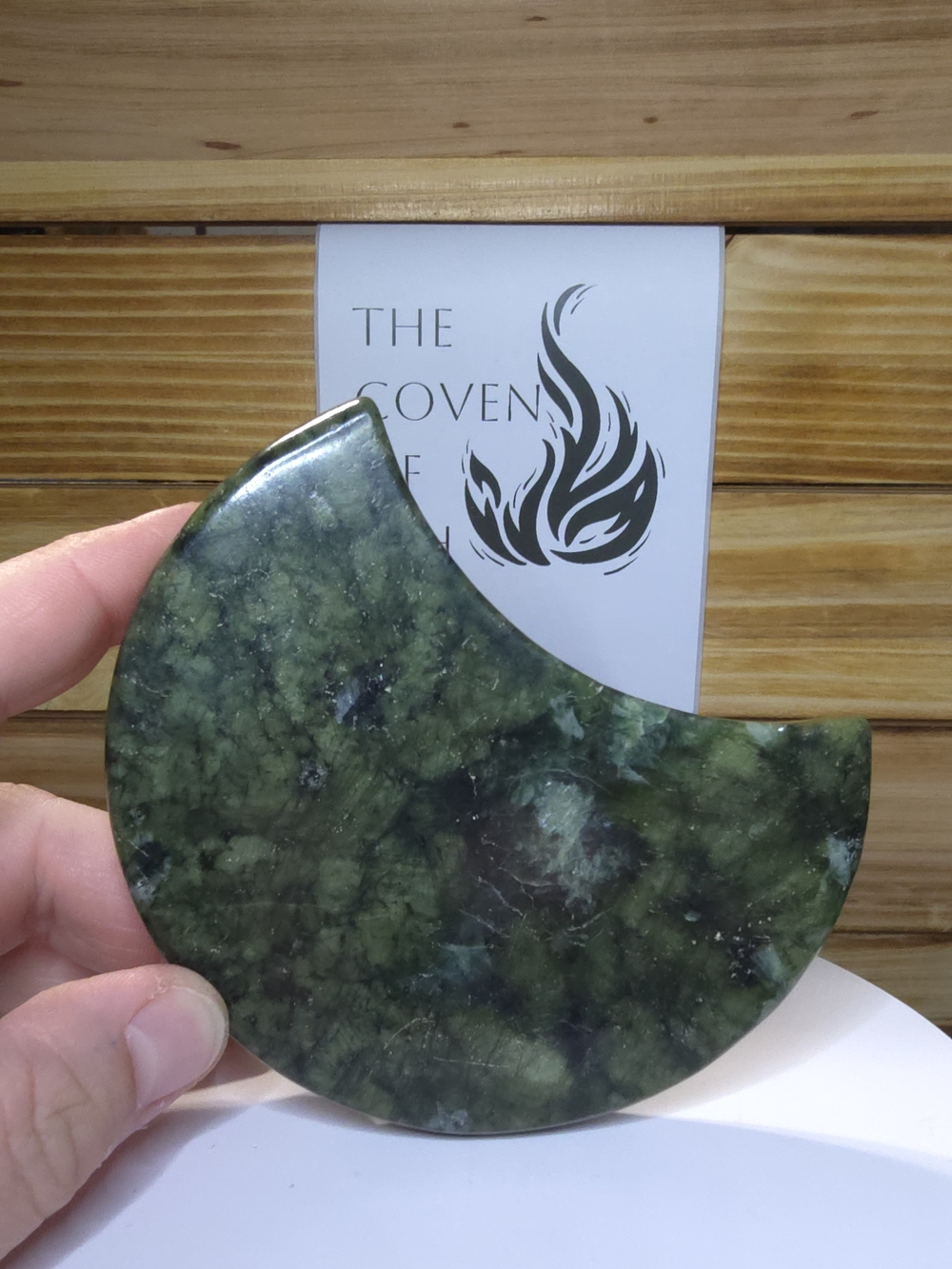 Green Jade Moon Carving